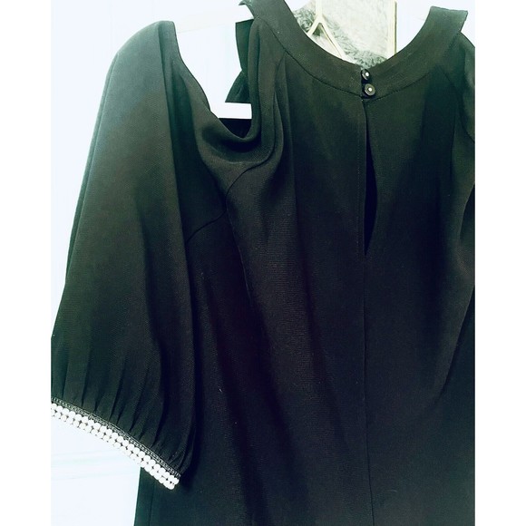 Nine West Dress Black 6 Crystal Cold Shoulder 3/4 Long Sleeve Holiday Party - Picture 3 of 12